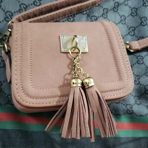 Elegant Pink Tassel Crossbody Bag